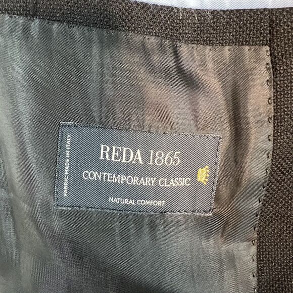 Buttoned Down Mens 40L Long Black Reda Wool Hopsack Slim Fit Sport Coat 2 Button - Picture 3 of 6